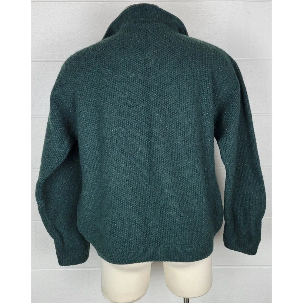 Orvis Mens Green Flecked Wool 1/4 Zip Sweater‎ w. Pockets L